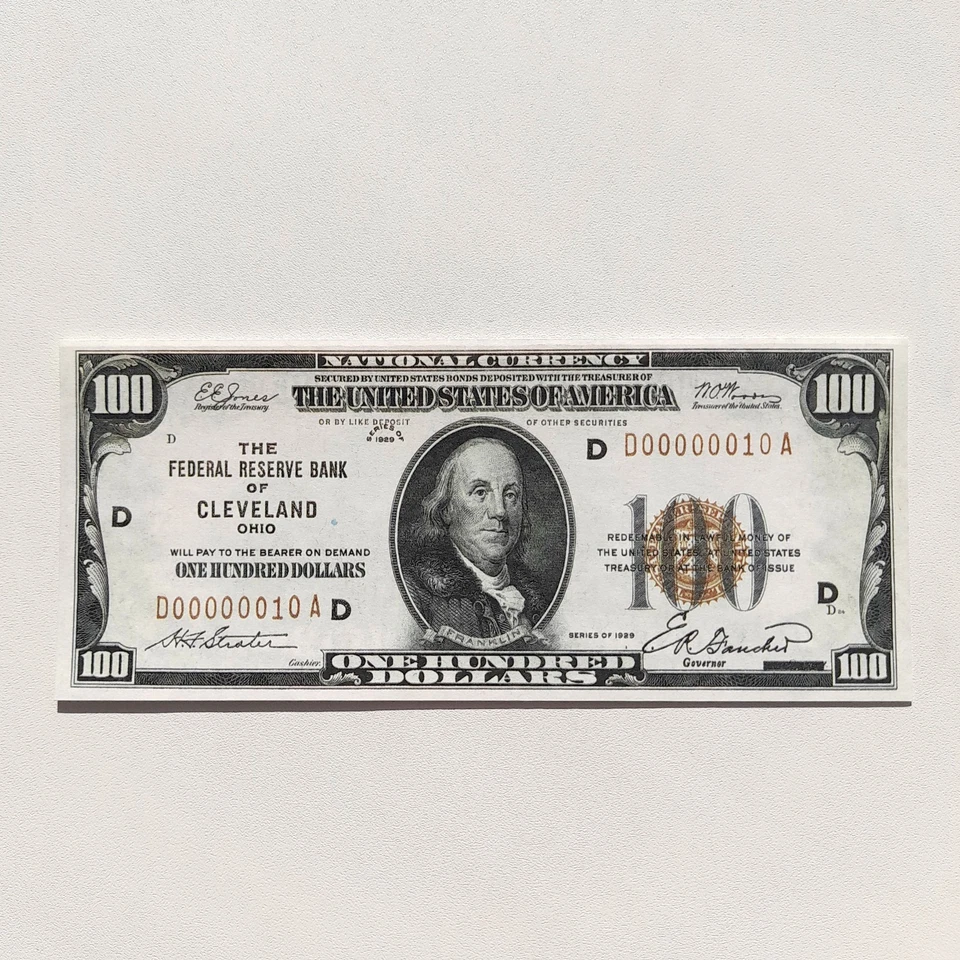100 Dollars 1929 Federal Reserve Reproduction Bank Note Fr US# 1890 US P# 399 - Image 3 of 4