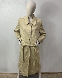 MNG Women's Maize Button Down Tie Long Trench Coat Size Large