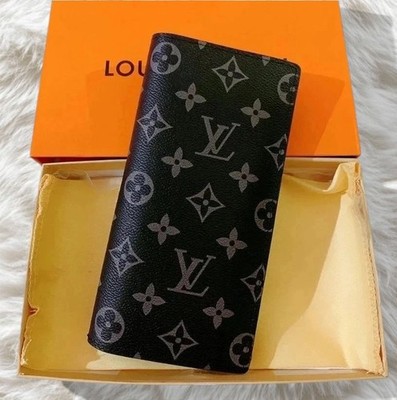 Louis Vuitton Monogram Eclipse Brazza Canvas Long Black Compact Wallet W/B