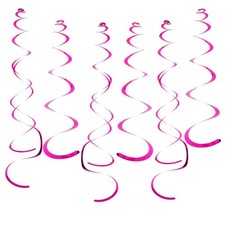 Pink Foil Swirl Decor, 30Pcs Ceiling Streamers, Party Supplies