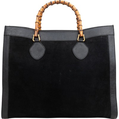 Gucci Suede Top Handle Bamboo Large Tote Handbag Tasche