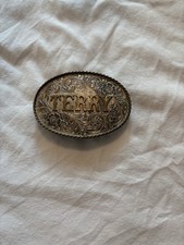 Vintage Diablo Hand Graved Sterling Silver Overlay Belt Buckle With Terry