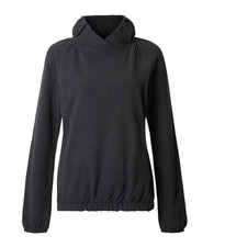 Lululemon After All Pullover Heathered Black Gray French Terry Cowl Women sz 8
