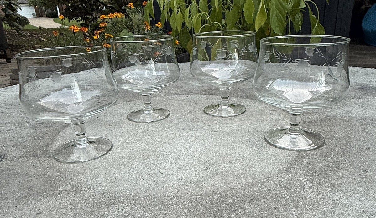 E.Tグラス VTG Crystal Seafood Shrimp Cocktail Icer 5” Etched Crystal Glasses