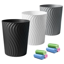 Small Trash Can, 3 Pack 1.8 Gallons Bathroom Trash Can Waste Basket, round Garba