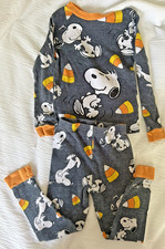 Peanuts Snoopy Halloween Fall Harvest Pajamas 5T 100 Cotton Candy Corn 2024