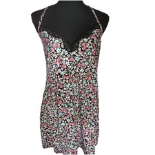 Black Floral Short Gown Size Small Women's Slip Dress Coquette Fairy