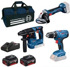 Bosch 18 Volt Profi-Set mit 2 Akkus GSR 18 V-25 GWS 18V-8 GBH 18 V-18