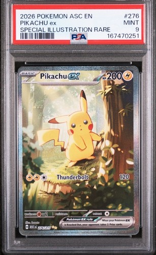 PIKACHU EX SIR 276/217 POKEMON ASCENDED HEROES 2026 PSA 9 MINT