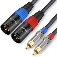 50ft RCA to XLR Cable, Dual Male, 4N OFC Wire for Audio Mixer  Home Theater