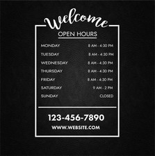 Custom Business Store Hours Sign Decal Sticker Exterior Window Door