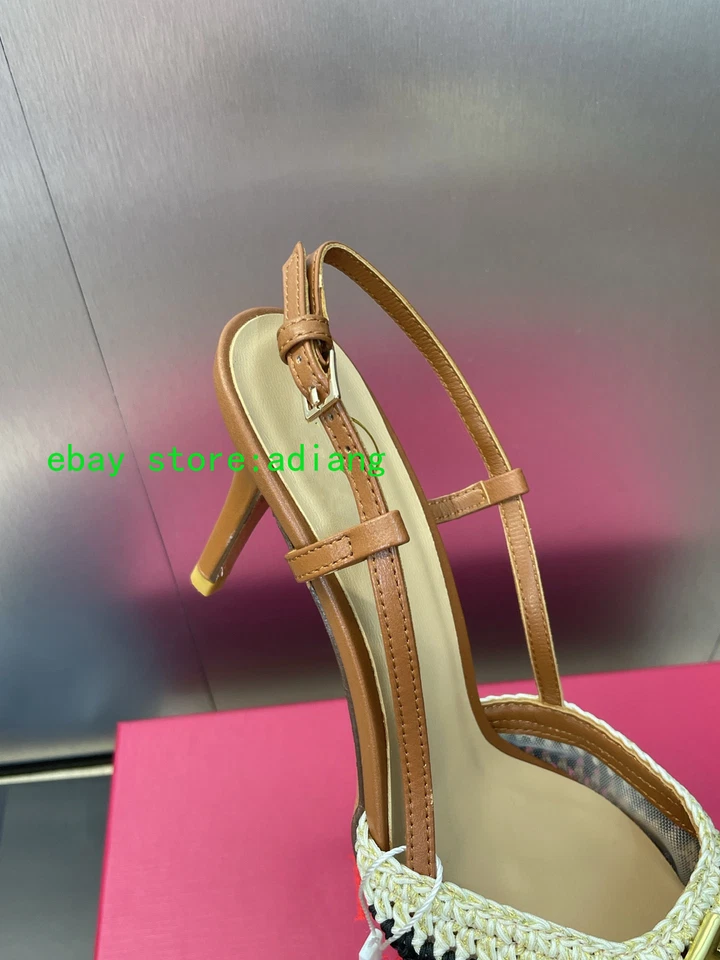 8cm stiletto Striped woolen fabric+sheepskin lining sandal women 2025 35-43 new - Imagem 2 de 2