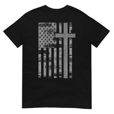 Art on Back American Flag Christian Faith Cross Patriotic T-Shirt