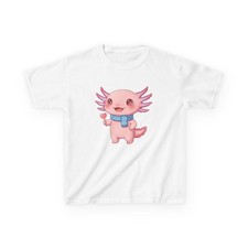 Cute Pink Axolotl Kids Heavy Cotton Tee