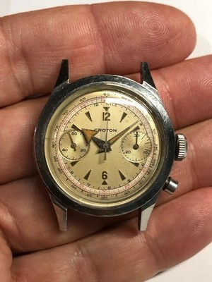 Croton Chronograph Venus 210 Spillman Gehäuse funktioniert für Teile seltene Vintage Uhr