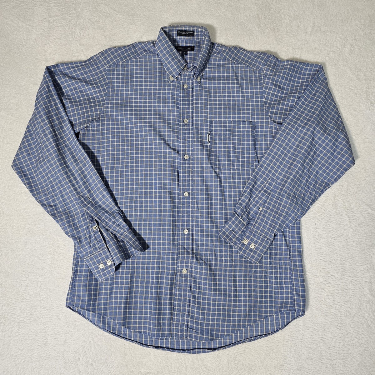 faconnable dress shirt Faconnable Mens 100% Cotton L/S Button Stripe Dress Shirt (Size Medium)