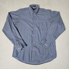 Faconnable Shirt Men's XL Blue White Button-Down Long Sleeve USA Made