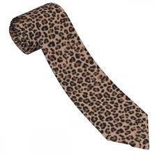 Funny Men  s Neckties Fashion Ties Polyester Soft Party Business Brown Leopard