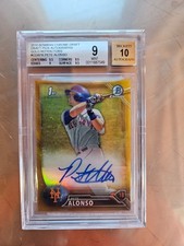 2016 1st Bowman Draft Chrome Gold Pete Alonso Mets RC /50 BGS 9 10 AUTO #CDA-PA