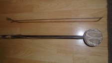 VINTAGE 2 STRINGED INSTRUMENT-POSSIBLY THAI "SAW-U-FIDDLE OR ERHU,WITH BOW