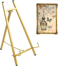 Metal Easel Stand 16.5" Gold Tabletop Picture Frame Holder Display Stand