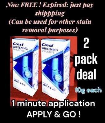 2pk Crest Whitening Emulsions Leave on Whitening Treatment:1 Min Apply EXPIRED !