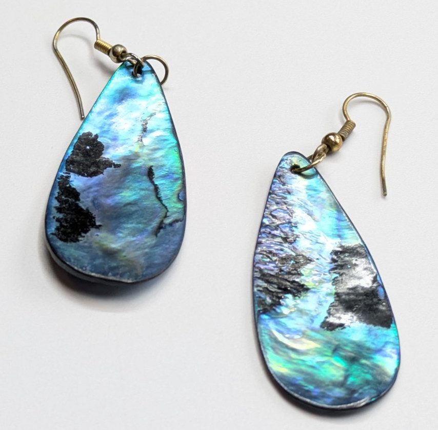 Iridescent Blue Ribbed Abalone Shell Seashell Pie… - image 7
