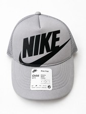 Nike Rise Kids Trucker Hat Light Smoke Grey Black Child 4-7 Adjustable Mesh NWT