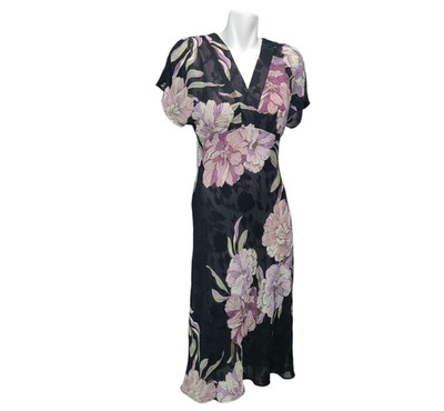 Sofia Vergara Babydoll Maxi Dress Womens Small Whimsigoth Black Floral Cut Out
