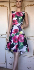 LIBRA DESIGNS UK 10  Designer Multi Floral Hi-low Occasion Dress NWT  RRP £249