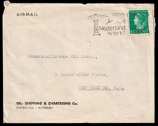 Netherlands Air Mail Cover Scott 225 (1947) Used Fine Y