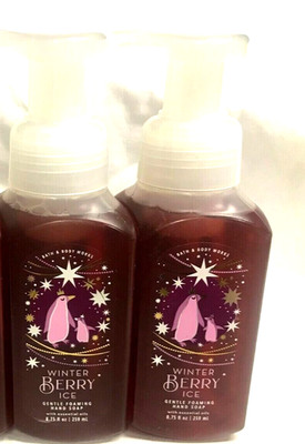Bath & Body Works (2) WINTER BERRY ICE Gentle Foaming Hand Soap Holiday Penguins
