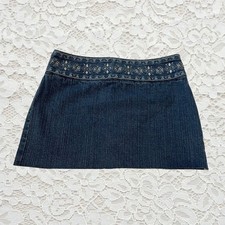 vintage y2k embroidered belt denim mini skirt