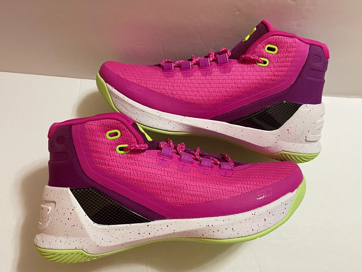 UNDER ARMOUR Stephen Curry Athletic BASKETBALL Shoes PINK Boy Girl Sz 7Y  ❤️sj8m4