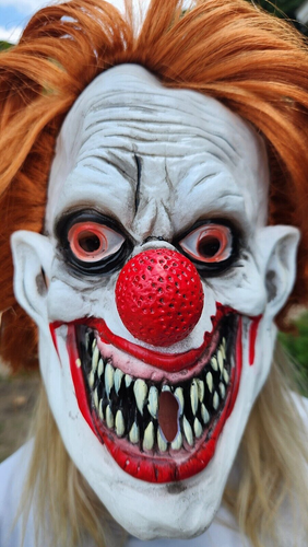 Scary Killer Clown Mask Wig Costume Accessory Brownish/Bronze Hair Adult/Teens - Picture 2 of 12