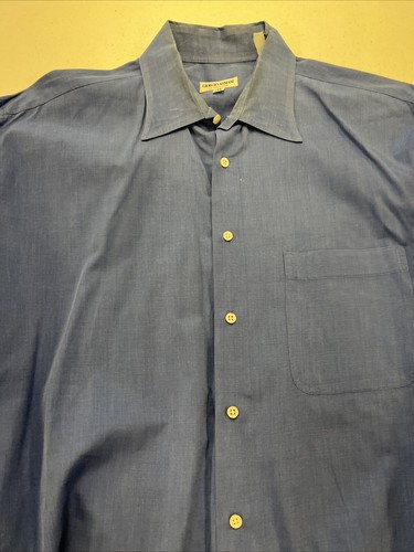 Giorgio Armani Men's Blue Solid Cotton Dress Shirt 17 34/35 $158 - Picture 6 of 11