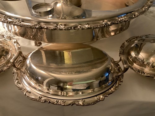 Vtg Bain Marie Silverplate Spinning Large Lazy Susan Style Server Serving Tray - Picture 6 of 24