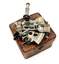5" Brass Antique Marine Maritime Nautical Astrolabe Instruments Sextant With Box