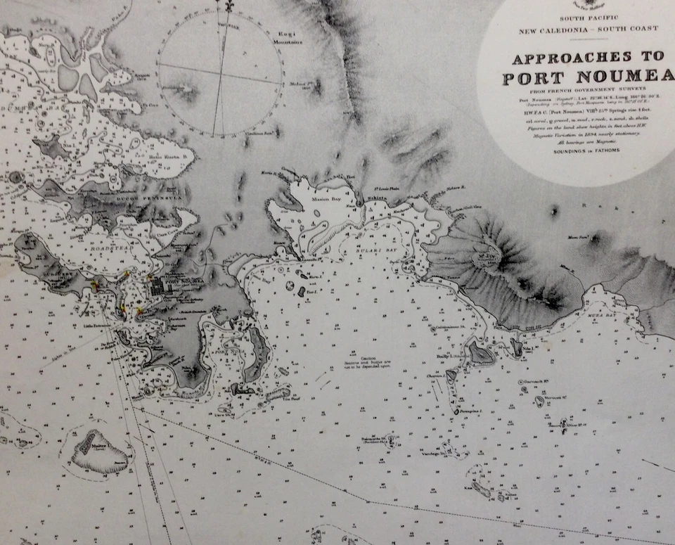 ANTIQUE ADMIRALTY  CHART. No.2069.  PORT NOUMEA, NEW CALEDONIA. 1894 Edition. - Image 4 of 4