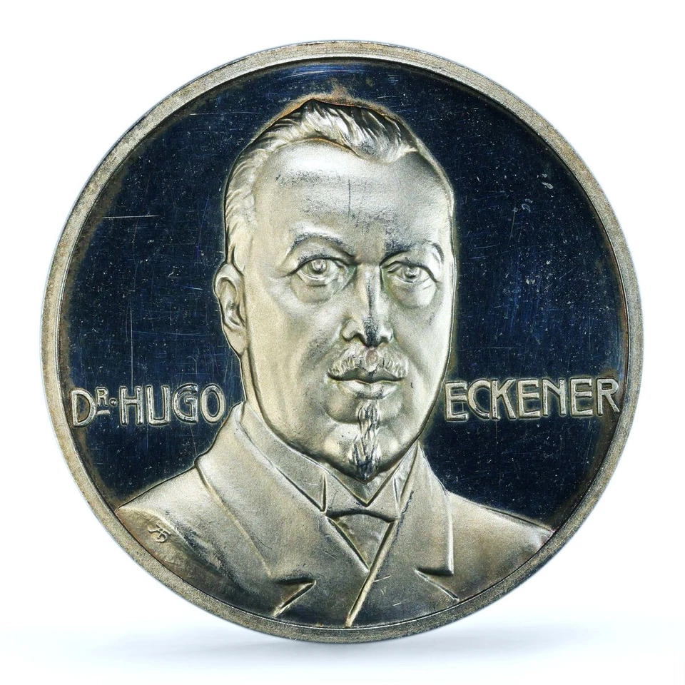 Alemania Weimar Eckener Zeppelin Airship Aviación SP62 PCGS medalla de plata 1924 Foto 3 de 4