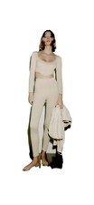 Zara Leggings  Midriff Crop top Set. Off White. XS/Sm. NWT.