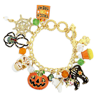 Trick or Treat Charm Bracelet by Ritzy Couture Deluxe 18k Gold Plated Multicolor