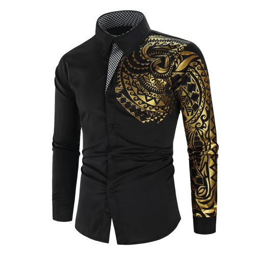 Men's Shirt Men's Gold Long Sleeve Shirt Business Dress