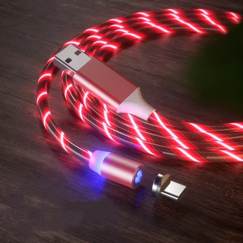 Charging Cable Magnetic LED 3 In 1 For Iphone USB-C Type C Micro USB ...