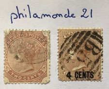 Timbres Iles Maurice  YT MU 48 et 68 oblitérés. 1878/1880