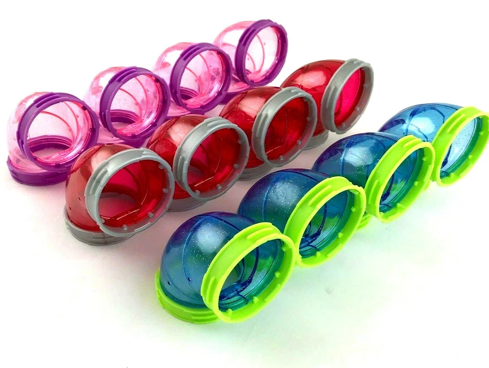 4x Fantazia Hamster Cage Curved Glitter Tubes Pink Blue Orange Lime Red Purple