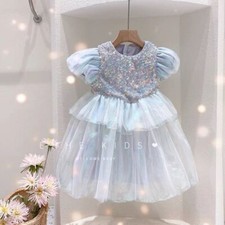 Frozen Sparkling Princess Party Dress Luxury Birthday Dress for girls 4-5Y 120