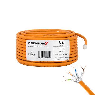 CAT 7 15m Netzwerkkabel S/FTP Simplex LAN Kabel Ethernet Datenkabel Verlegekabel