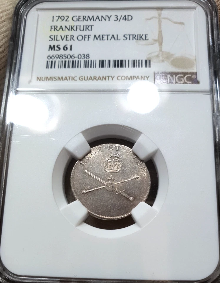 NGC Frankfurt 1792 MS-61 Silver Coronation 3/4 Ducat Pattern Coin Germany Rare - Image 2 of 4