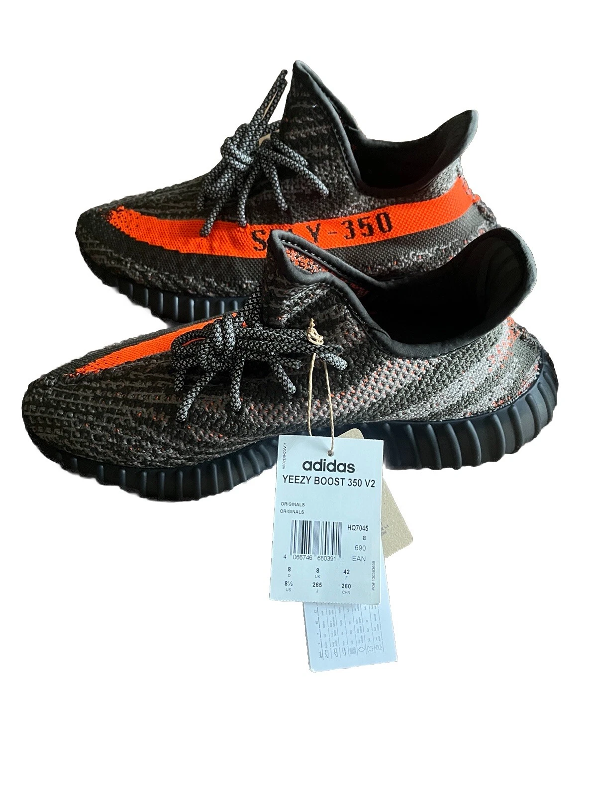 Adidas Yeezy Boost 350 V2 Carbon Beluga UK 8 Nuove di zecca
